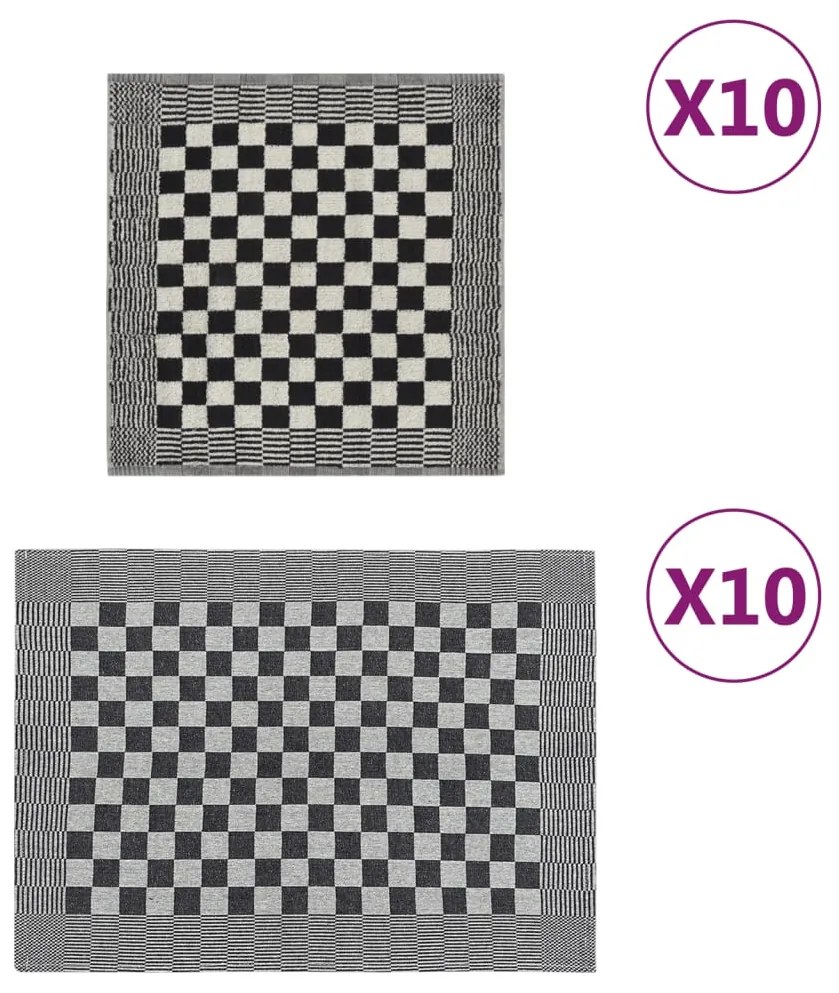 Σετ Πετσετών 20 Τεμαχίων Μαύρο και Λευκό Βαμβακερές