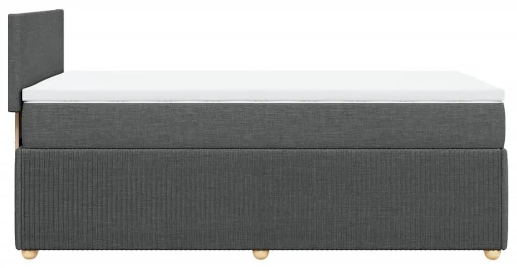 Κρεβάτι Boxspring με Στρώμα Σκούρο Γκρι 90x190 εκ. Υφασμάτινο - Γκρι