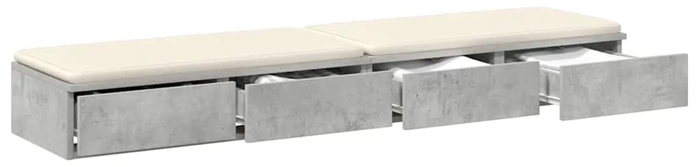 vidaXL Συρτάρια κρεβατιού Γκρι σκυροδέματος 160 x 36.5 x 16.5 εκ