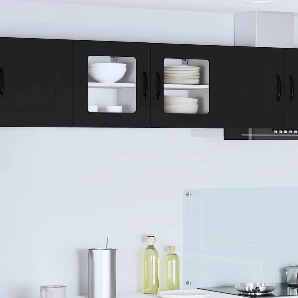 Κρεμαστό ντουλάπι κουζίνας με ράφι 2 pcs Μαύρο 40 x 31 x 40 εκ.