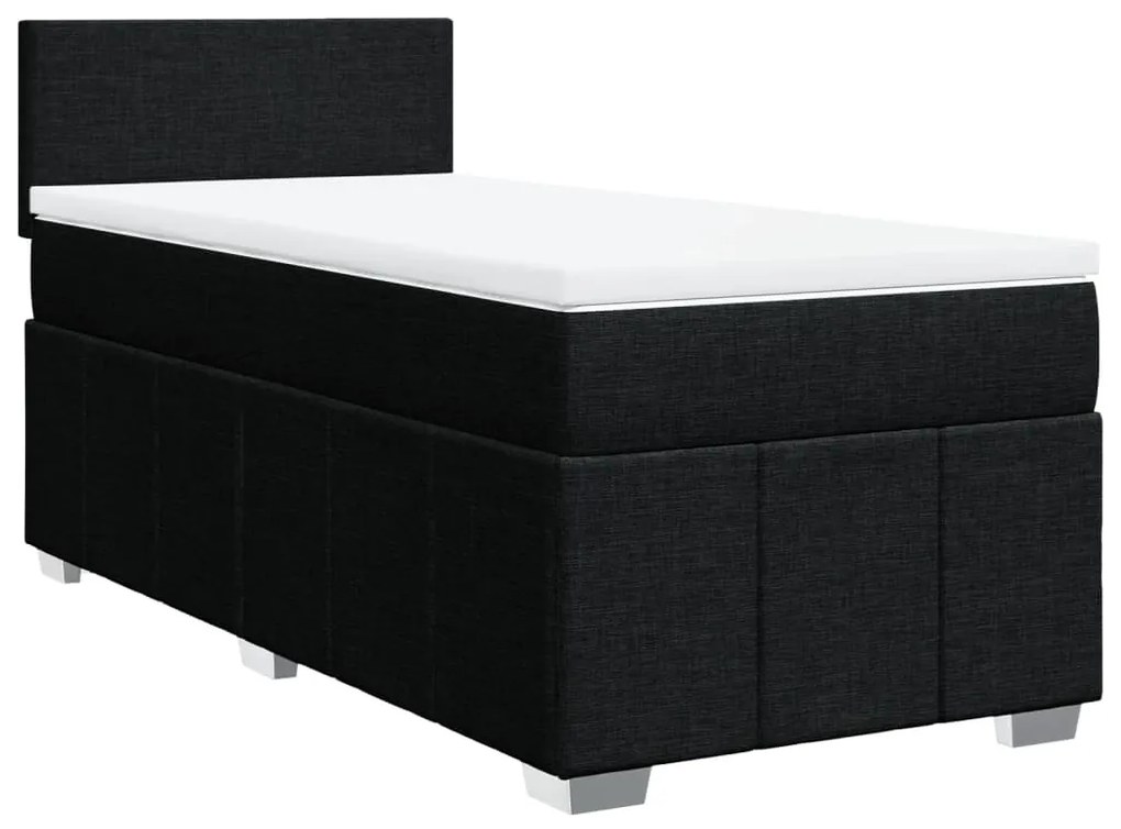 vidaXL Κρεβάτι Boxspring με Στρώμα Μαύρο 80 x 200 εκ. Υφασμάτινο