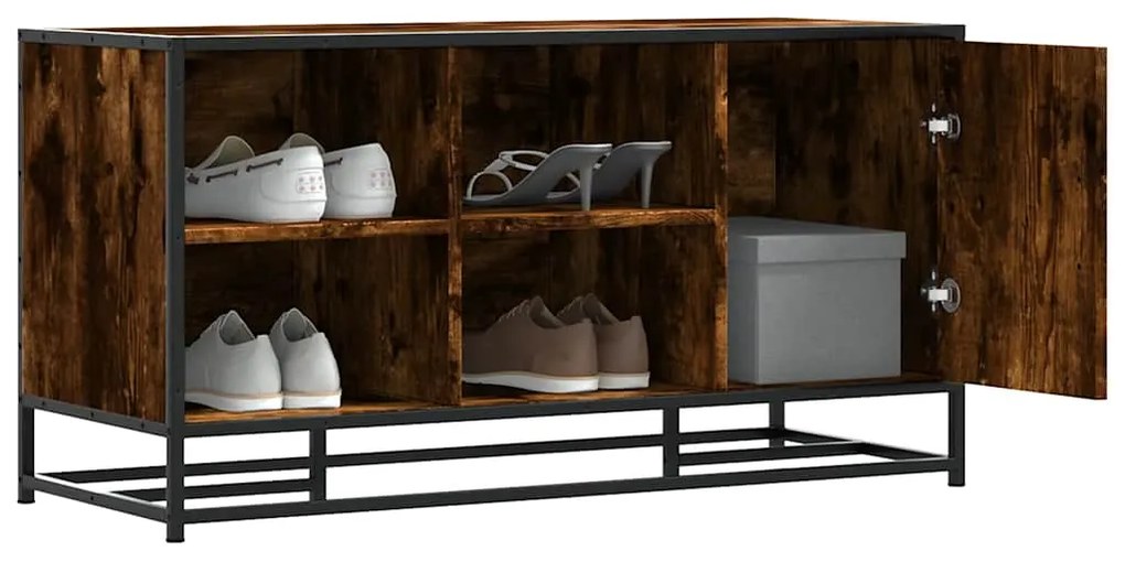 Πάγκος παπουτσιών vidaXL Καπνιστή βελανιδιά 100x40x53,5 cm