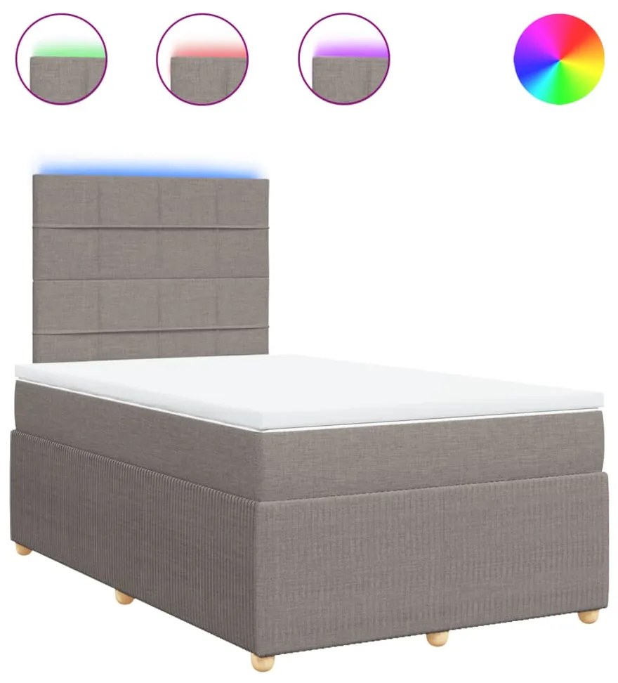 vidaXL Κρεβάτι Boxspring με Στρώμα Taupe 120x190 εκ. Υφασμάτινο