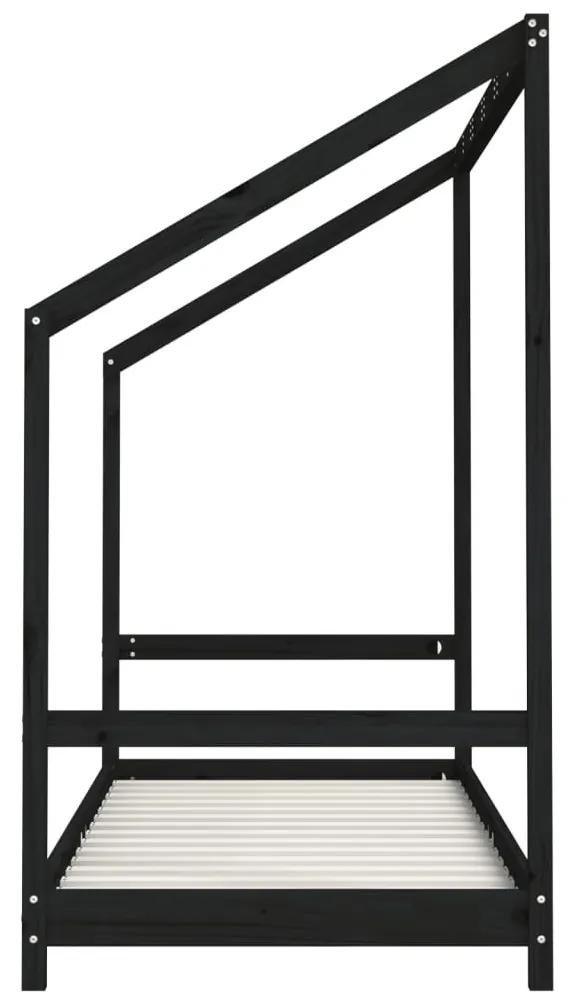 Πλαίσιο Παιδικού Κρεβατιού 2x(80x200)εκ. Μασίφ Ξύλο Πεύκου - Μαύρο