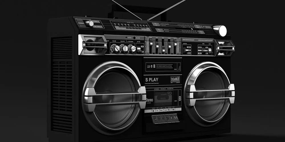 Εικόνα ραδιόφωνο ντίσκο από τη δεκαετία του '90 σε ασπρόμαυρο