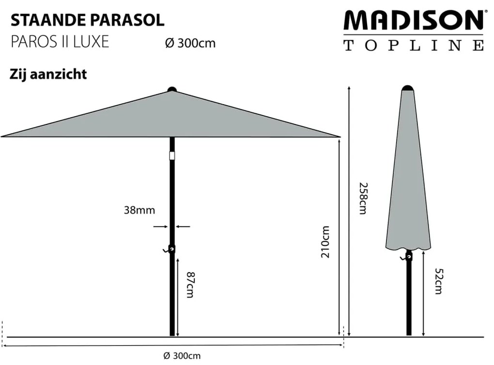 Madison Ομπρέλα Κήπου Paros II Luxe Σκούρο Πράσινο 300 εκ.