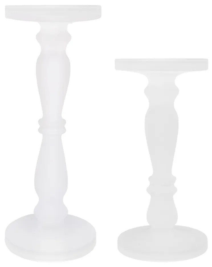 Artekko Artekko Frosted Γυάλινο Λευκό Κηροπήγιο (13x13x35.5)cm 2psc 70460-FRCL-DS-SA