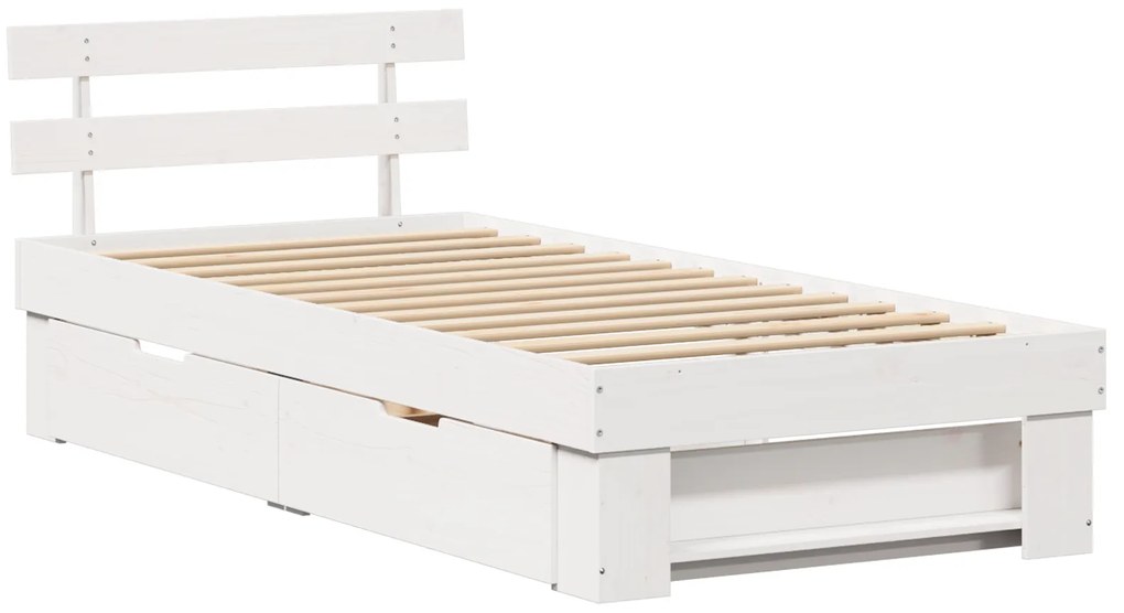 vidaXL Σκελετός Κρεβατιού Λευκό 75 x 190 cm Συμπαγές ξύλο πεύκου