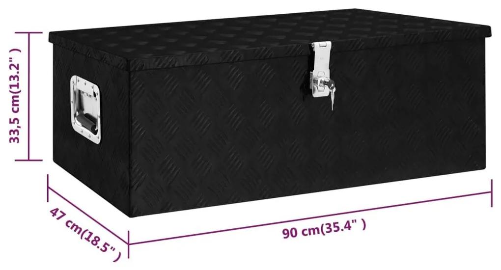 Κουτί Αποθήκευσης Μαύρο 90x47x33,5 εκ. από Αλουμίνιο - Μαύρο