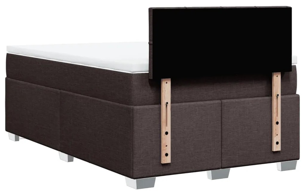 vidaXL Κρεβάτι Boxspring με Στρώμα Σκούρο Καφέ 120x190 εκ Υφασμάτινο