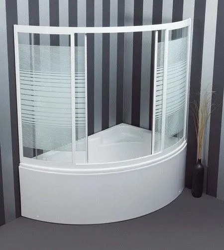 SANITEC A-965-150 Συρώμενο κρύσταλλο ασφαλείας Tempered Glass με λευκή σεριγραφία, για την μπανιέρα LYDIA