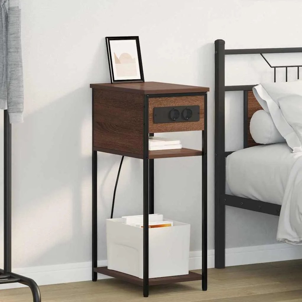 Κομοδίνο Καφέ δρυς 41 x 28 x 76 εκ. Επεξεργασμένο ξύλο