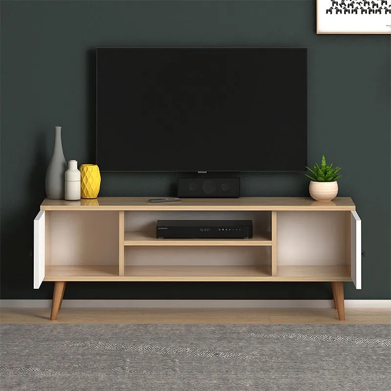 Έπιπλο τηλεόρασης Parma Megapap μελαμίνης χρώμα white - oak 120x30x40εκ. - GP022-0071,1 - GP022-0071,1