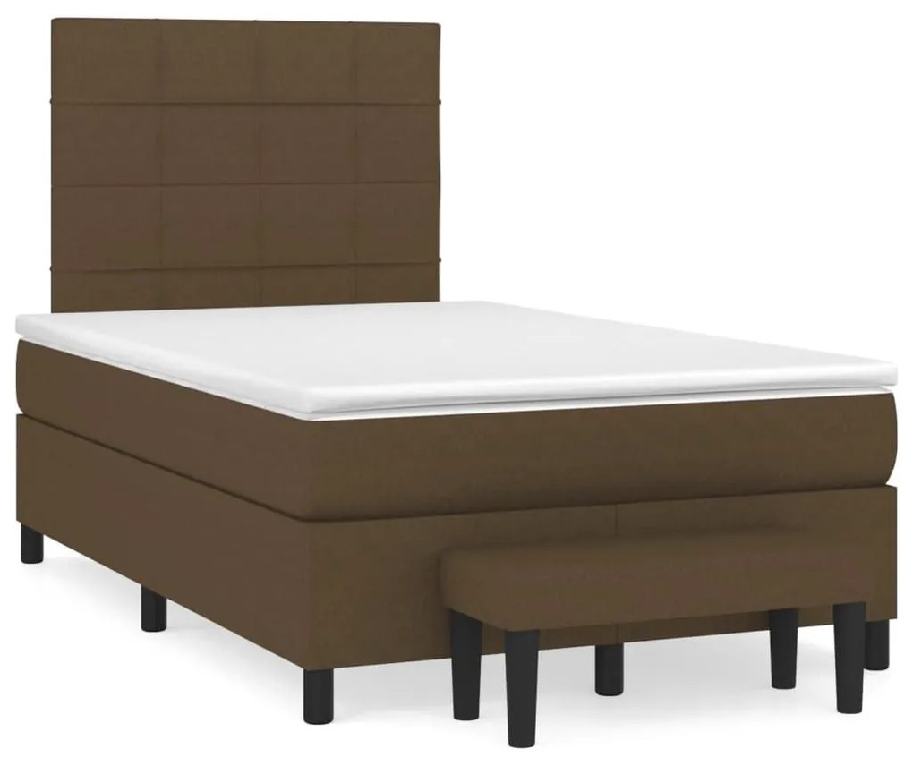 Κρεβάτι Boxspring με Στρώμα Σκούρο Καφέ 120x190 εκ Υφασμάτινο - Καφέ