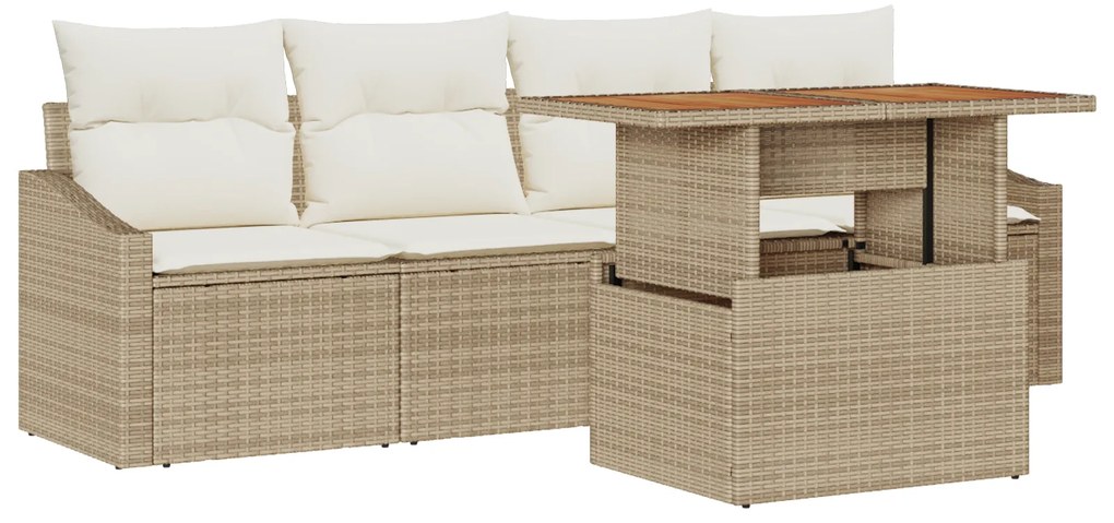 vidaXL Σέτ φαγητού για κήπο 5 pcs Μπεζ 100 x 55 x 73 εκ. PE ρατάν