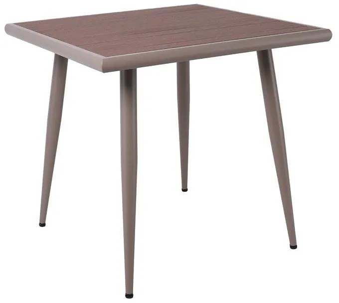 SERRANO Τραπέζι Κήπου-Βεράντας Μέταλλο Βαφή Sand Beige, Polywood Καρυδί