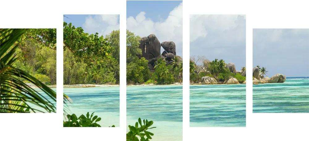 Εικόνα 5 μερών όμορφη παραλία στο νησί La Digue - 100x50