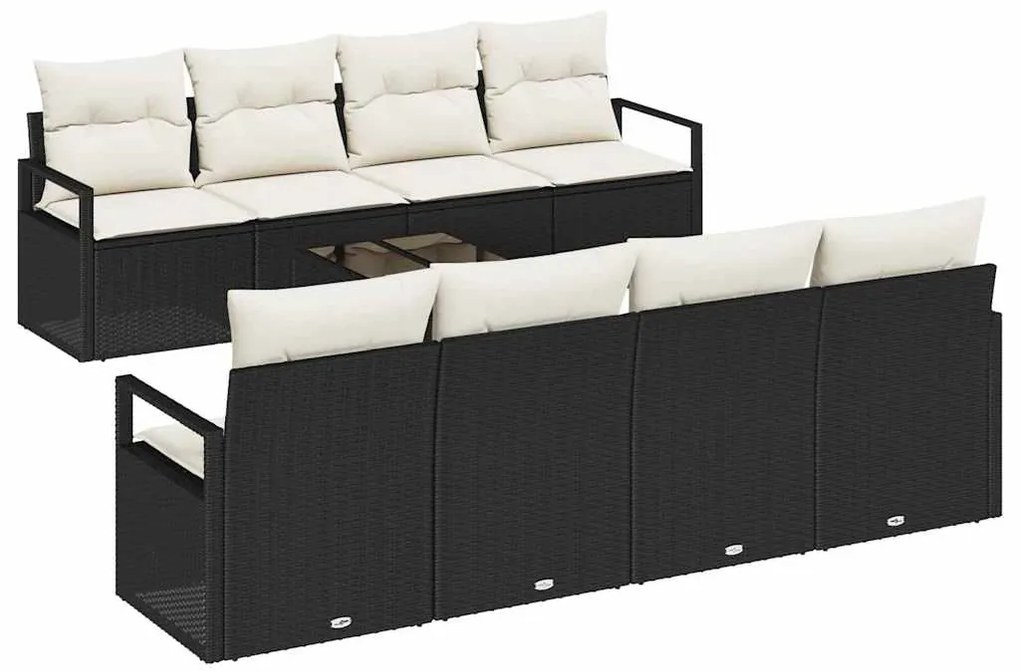 vidaXL Σετ Καναπέ Κήπου 7 pcs Μαύρο, Κρέμα 55 x 55 x 37 εκ