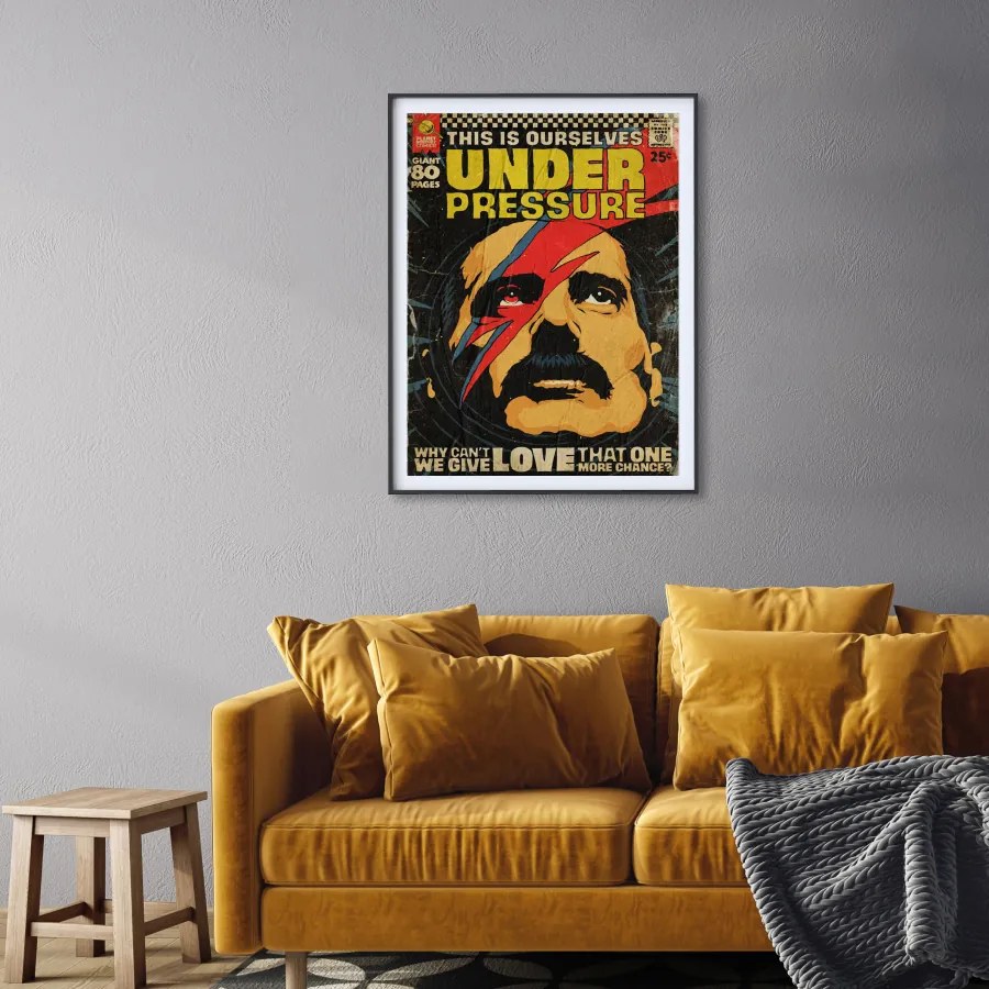 Πόστερ &amp; Κάδρο Freddie Mercury Under Pressure MS046 22x31cm Μαύρο Ξύλινο Κάδρο (με πόστερ)