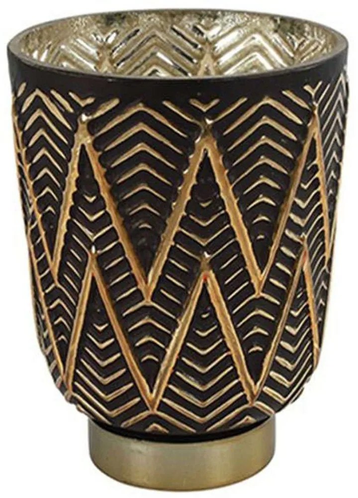 Κηροπήγιο Chalice 013.789366 11x13,2cm Black-Gold Glass