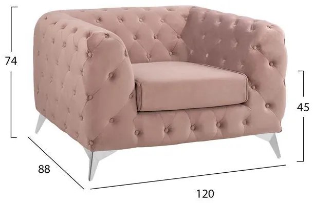Πολυθρόνα ALBERT C3130.05 Βελούδο Σάπιο μήλο Τύπου Chesterfield 120Χ88Χ74Υ εκ. 120x88x74 εκ.