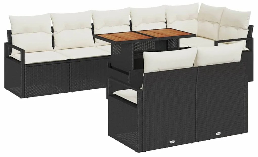 vidaXL Σετ Καναπέ Κήπου με αποθήκευση 9 pcs Μαύρο Πολυ ράταν
