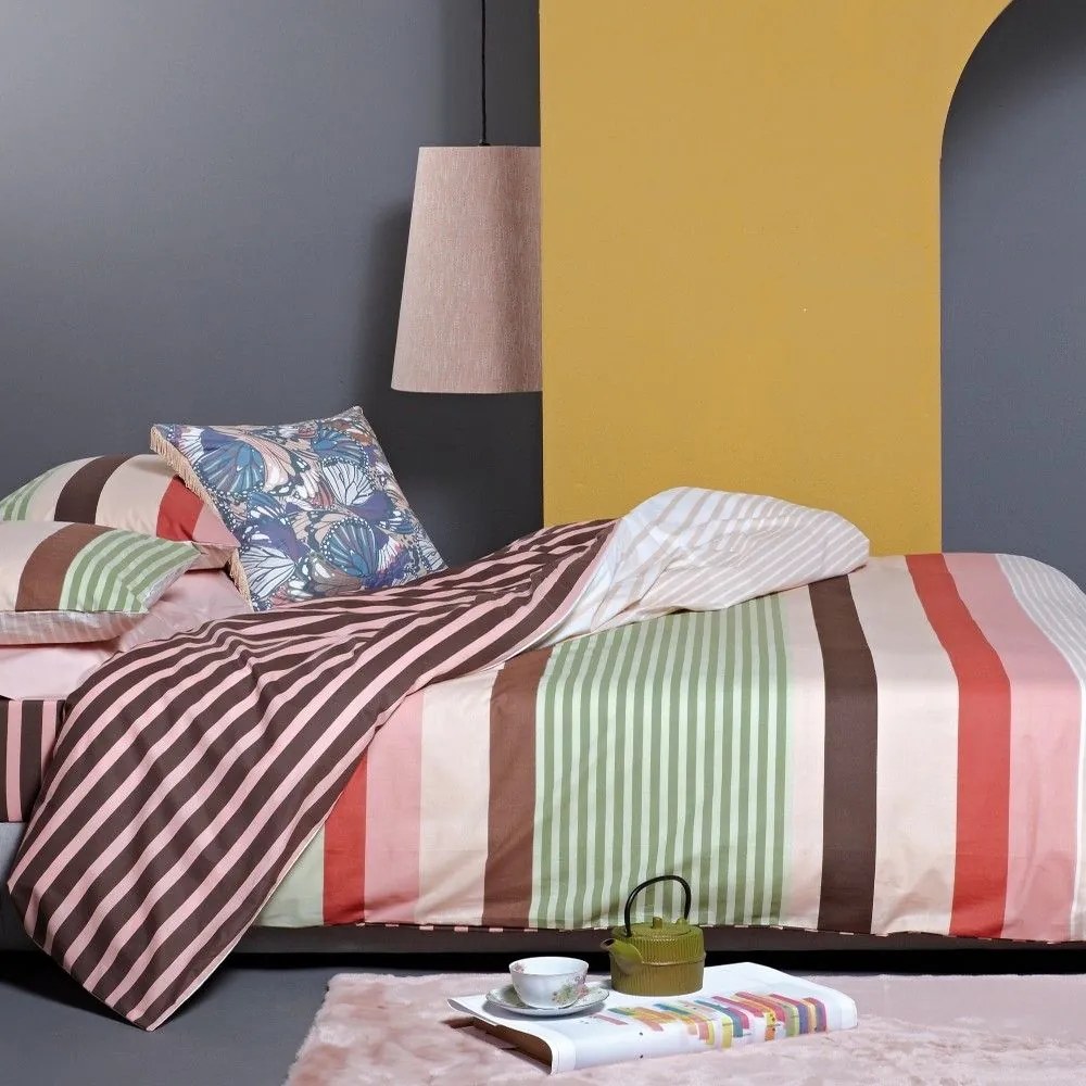 Σεντόνια Allure 18 (Σετ 3τμχ) Pink -Brown -Green -Beige Kentia Μονό 160x270cm 100% Βαμβάκι