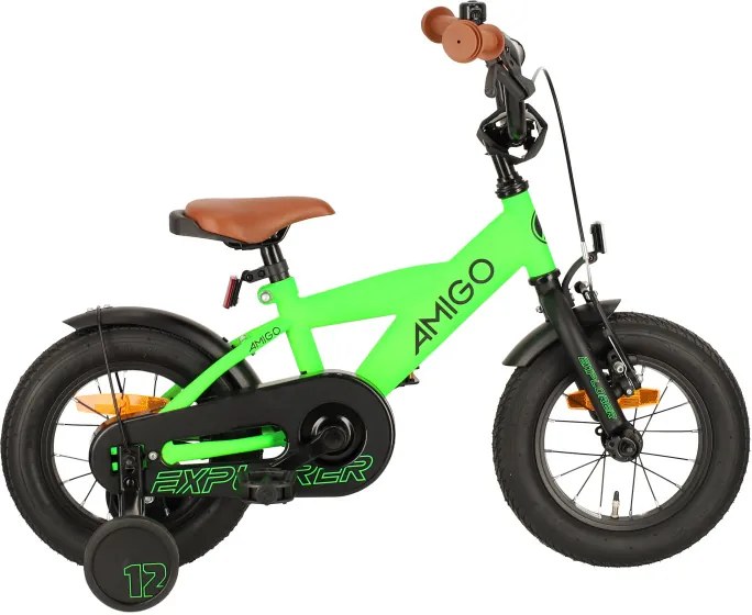 Explorer 12 Inch 20 cm Boys Coaster Brake GreenBlackAMIGO