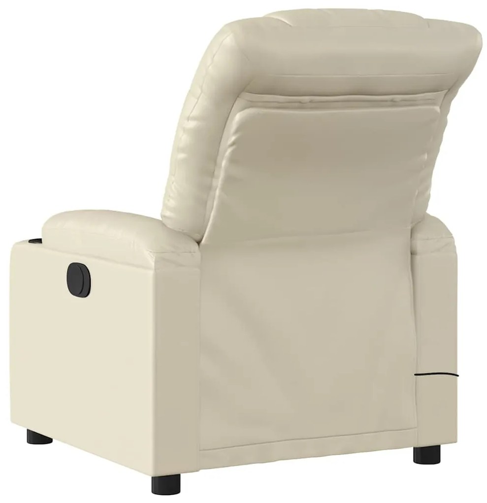 vidaXL Πολυθρόνα Μασάζ Ανακλινόμενη Ηλεκτρική Κρεμ από Συνθετικό Δέρμα