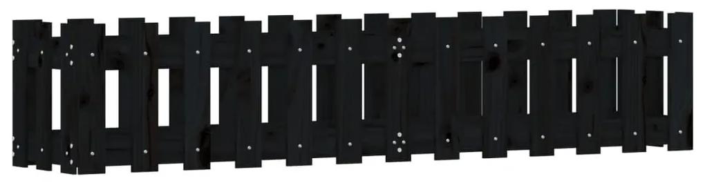 vidaXL Ζαρντινιέρα Υπερυψωμένη Σχ Φράχτη Μαύρη 150x30x30εκ Μασίφ Πεύκο