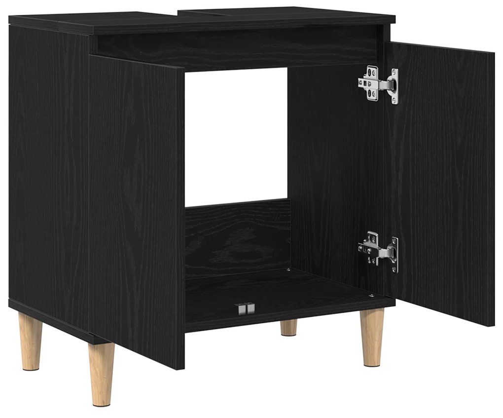 vidaXL Ντουλάπι Νιπτήρα Μαύρο Δρυς 58x33x60 εκ. Επεξεργασμένο Ξύλο