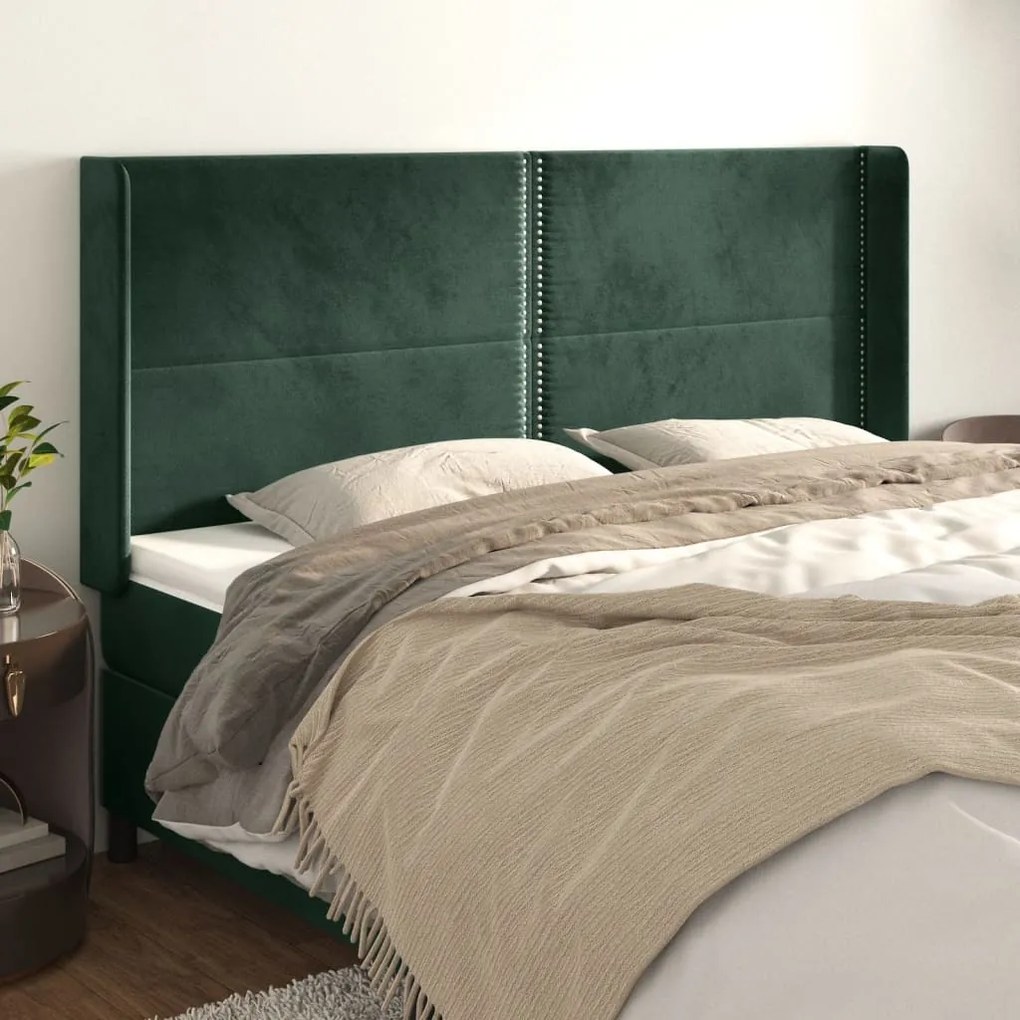 vidaXL Κεφαλάρι με Πτερύγια Πράσινο 183x16x118/128 εκ. Βελούδινο