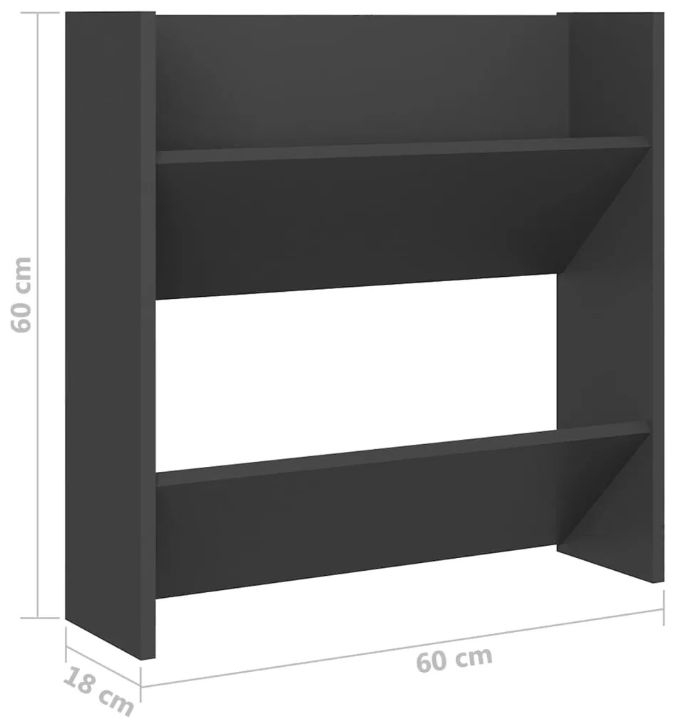 Παπουτσοθήκες Τοίχου 4 τεμ. Γκρι 60x18x60 εκ. από Επεξ. Ξύλο - Γκρι