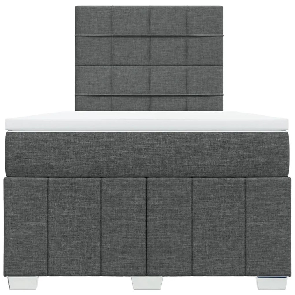 vidaXL Κρεβάτι Boxspring με Στρώμα Σκούρο Γκρι 120x190 εκ Υφασμάτινο