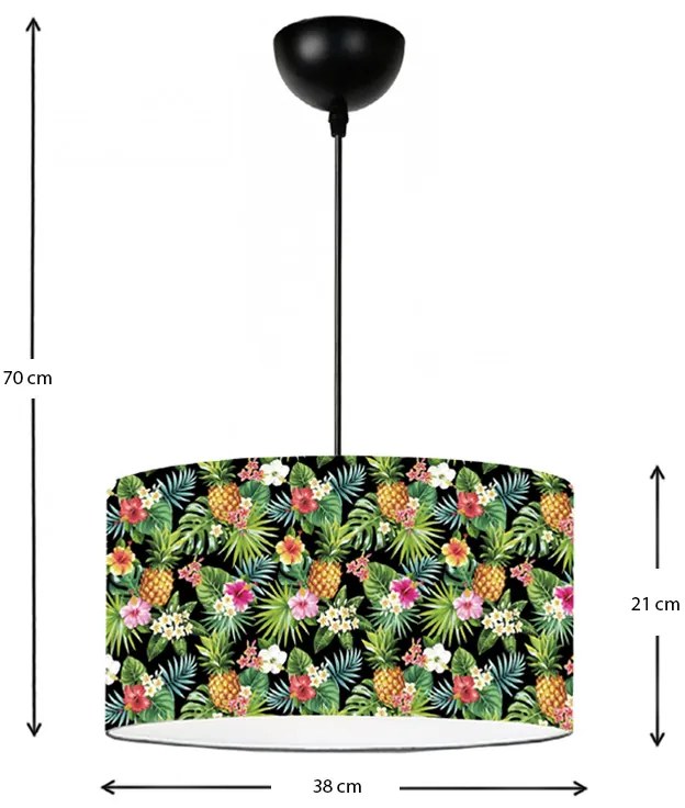 Φωτιστικό οροφής Alamea Megapap E27 υφασμάτινο μονόφωτο πολύχρωμο floral Φ38x70εκ.