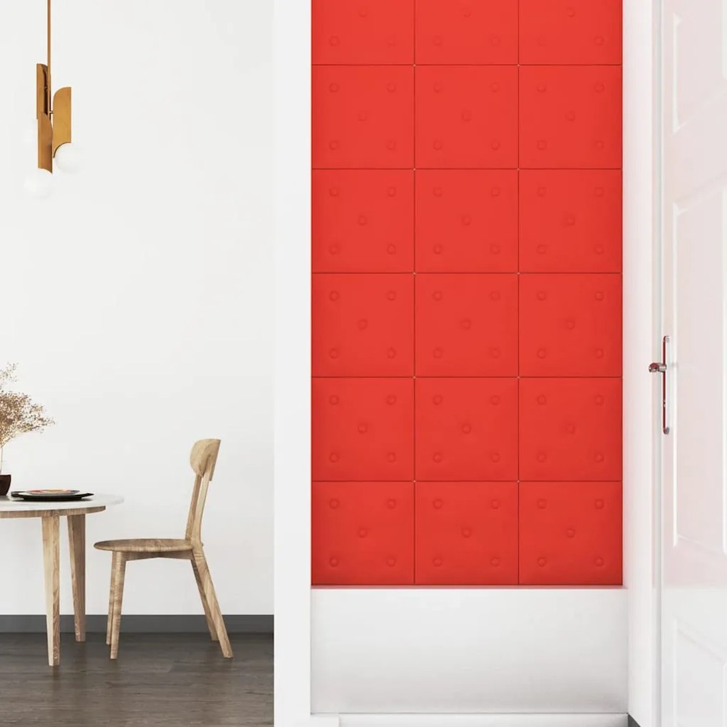 vidaXL Πάνελ Τοίχου 12 τεμ. Κόκκινα 30 x 30 εκ. 1,08 μ² Συνθ. Δέρμα