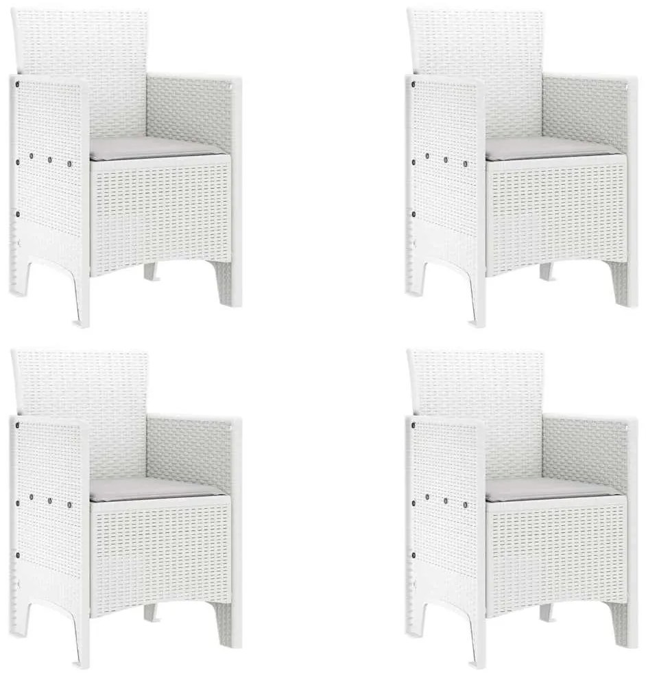 vidaXL Καρέκλες Κήπου με Μαξιλάρια 4 pcs Λευκό 53 x 49 x 85 εκ.