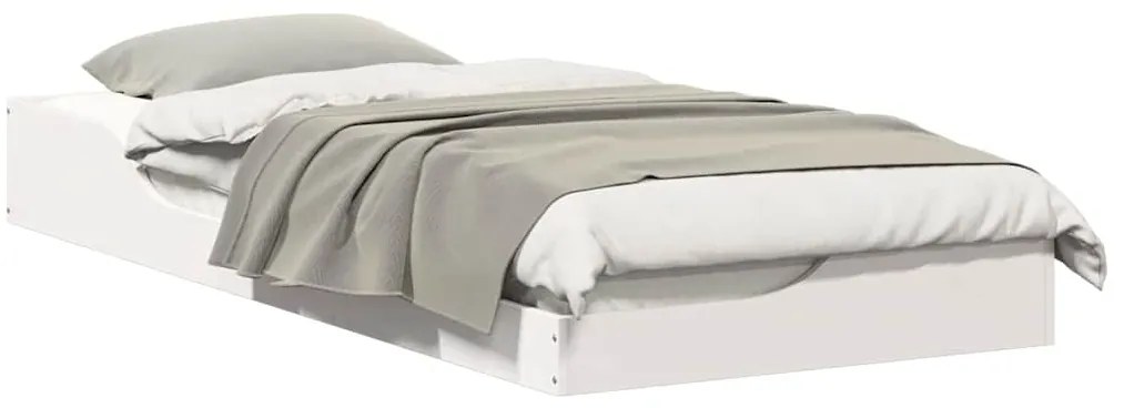 vidaXL Κρεβάτι δαπέδου Λευκό 90 x 210 cm Μασίφ ξύλο πεύκου