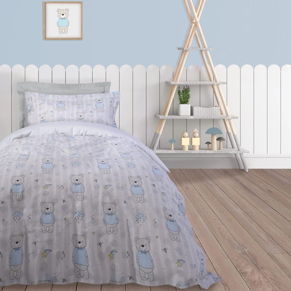 Παπλωματοθήκη Παιδική 4767 (Σετ 2τμχ) Grey-Ecru-Ciel Das Home Μονό 160x240cm 100% Cotton