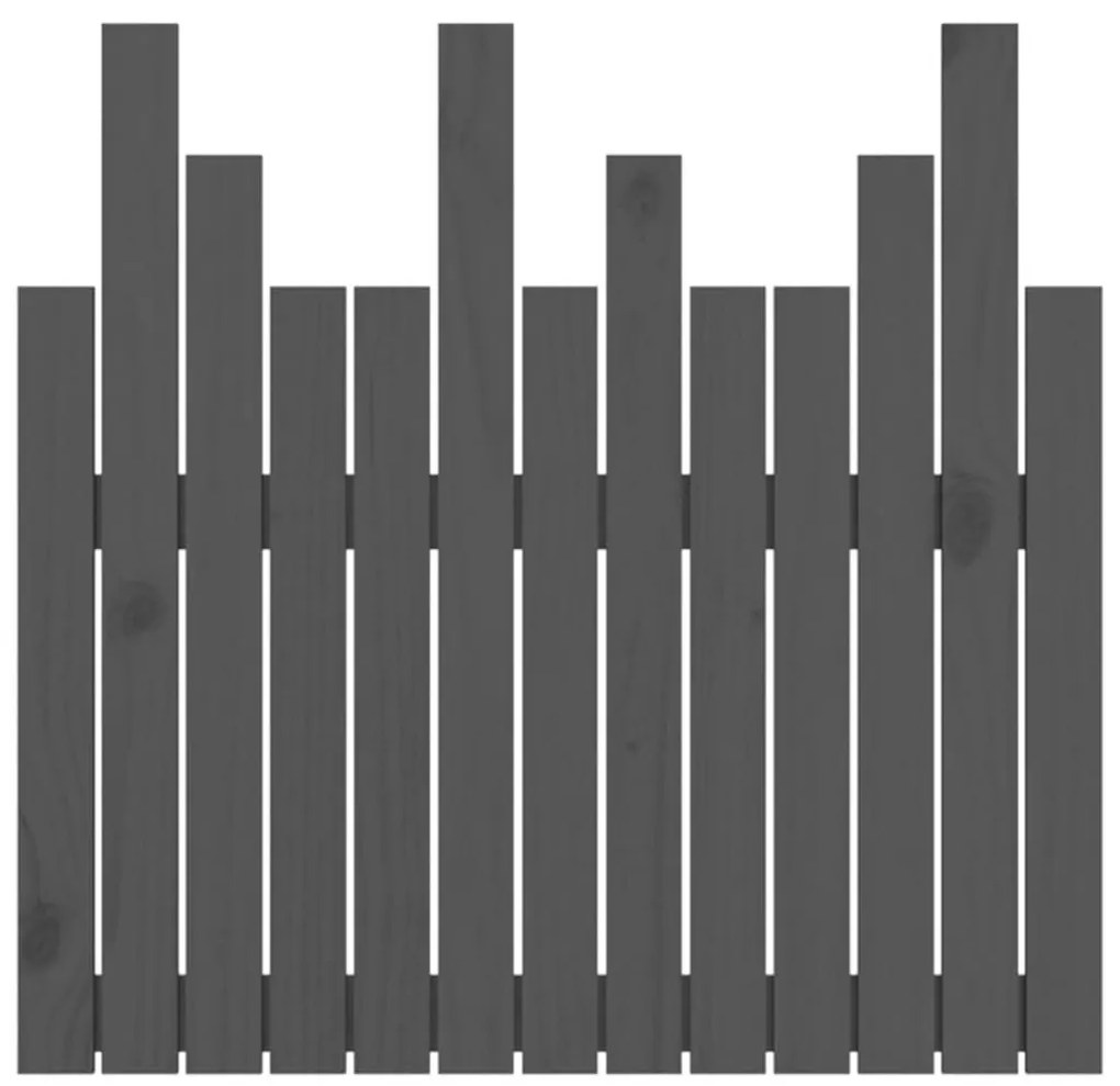 Κεφαλάρι Τοίχου Γκρι 82,5x3x80 εκ. από Μασίφ Ξύλο Πεύκου - Γκρι