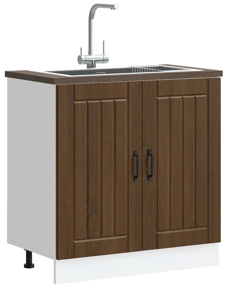 vidaXL Ντουλάπι βάσης νεροχύτη "Lucca" Καφέ δρυς ξύλινο