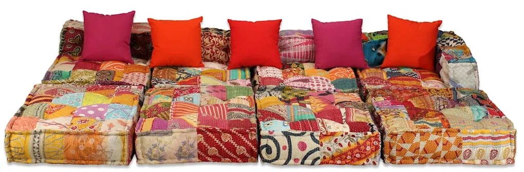 vidaXL Κάθισμα - Πουφ Τετραθέσιο Αρθρωτό Patchwork Υφασμάτινο