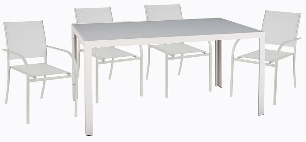 Σετ κήπου Τραπεζαρία OFER 5 τεμ Μέταλλο Λευκό