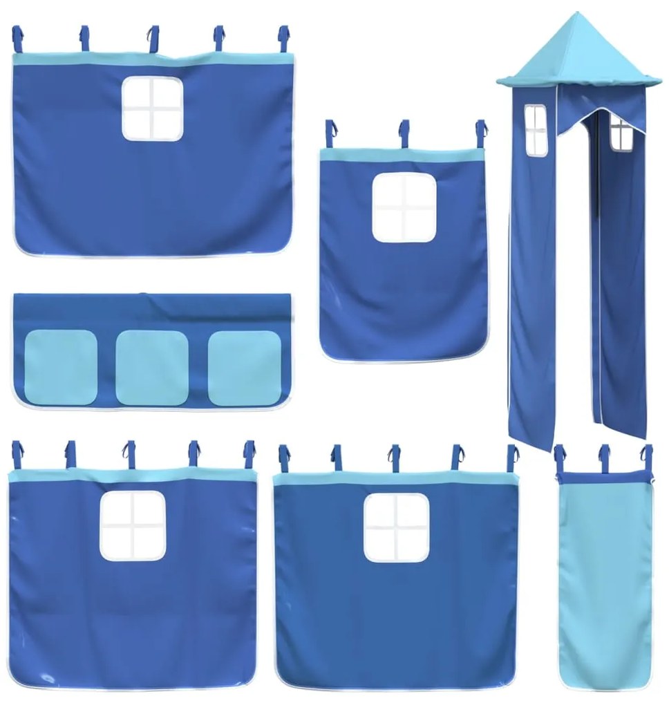 vidaXL Κουρτίνες για Υπερυψωμένο Κρεβάτι με Πύργο Μπλε από Πολυεστέρα