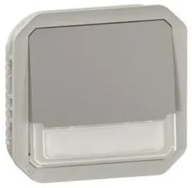 Διακόπτης 10Α Μεταγωγικό Φωτεινό Μπουτόν Μονός Επιγραφή ΙΡ55 Plexo Legrand-069544L-Γκρι 069544L