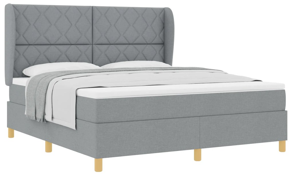 vidaXL Κρεβάτι Box Spring με Στρώμα Ανοιχτό Γκρι 180x200 εκ. Υφάσματος
