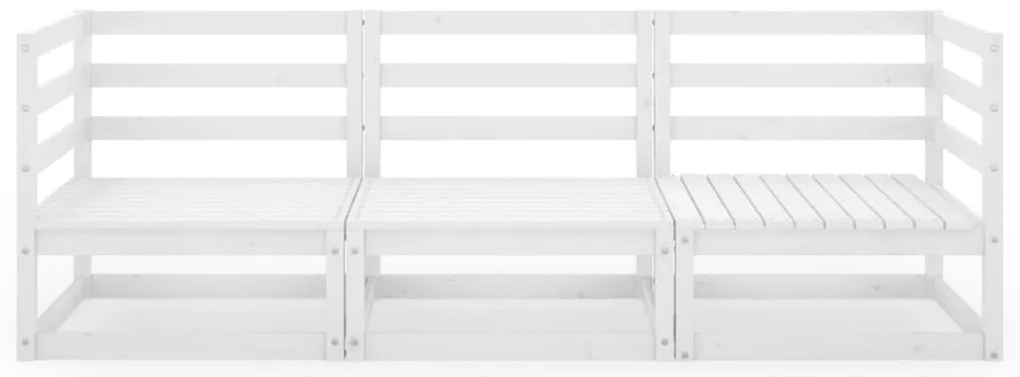 vidaXL Καναπές Κήπου Τριθέσιος Λευκός από Μασίφ Ξύλο Πεύκου