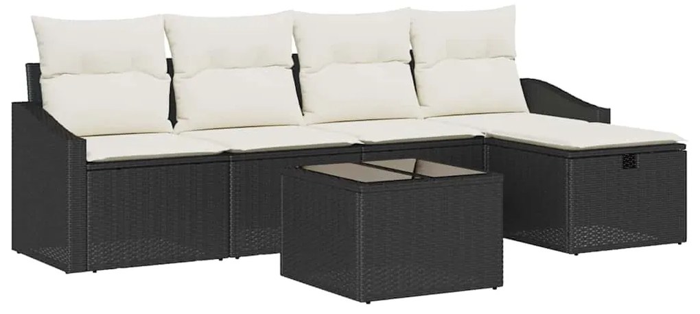 vidaXL Σετ Καναπέ Κήπου 6 pcs Μαύρο 55 x 55 x 37 εκ Πολυ ράταν
