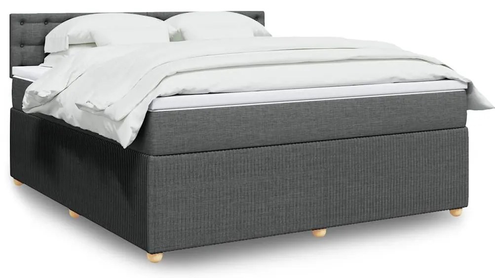vidaXL Κρεβάτι Boxspring με Στρώμα Σκούρο Γκρι 180x200 εκ Υφασμάτιν