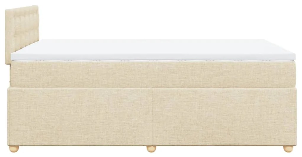 vidaXL Κρεβάτι Boxspring με Στρώμα Κρεμ 120x200 εκ. Υφασμάτινο